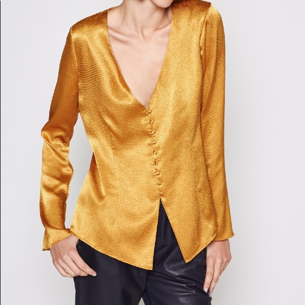 NWT Joie Madora Long-Sleeve Satin Button-Down Top